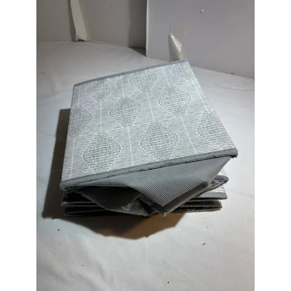 Set of Two Gray Fabric Storage Bins with Metal Grommets